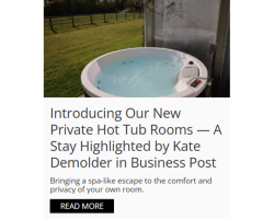 Discover our latest blog post featuring award-winning Irish journalist Kate Demolder, describing her private hot tub stay...